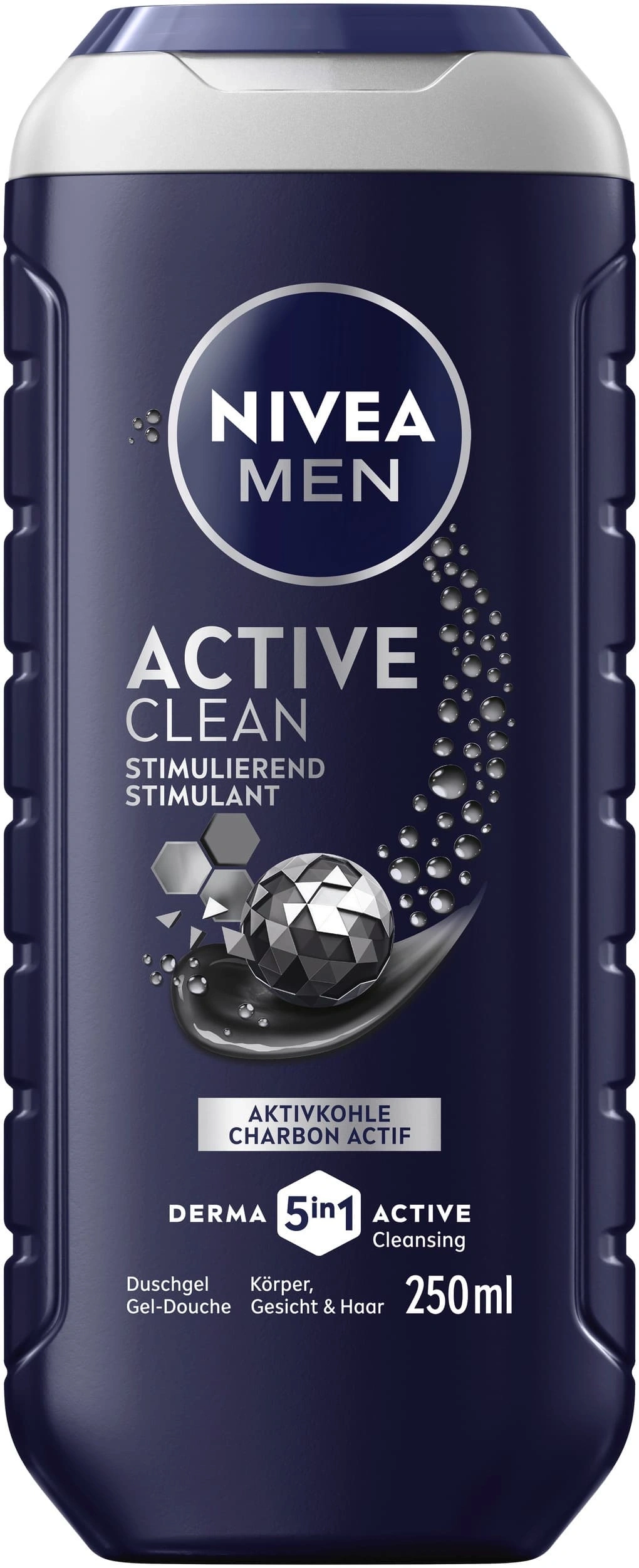 Nivea Men Active Clean Duschgel mit Aktivkohle für Körper, Gesicht & Haar