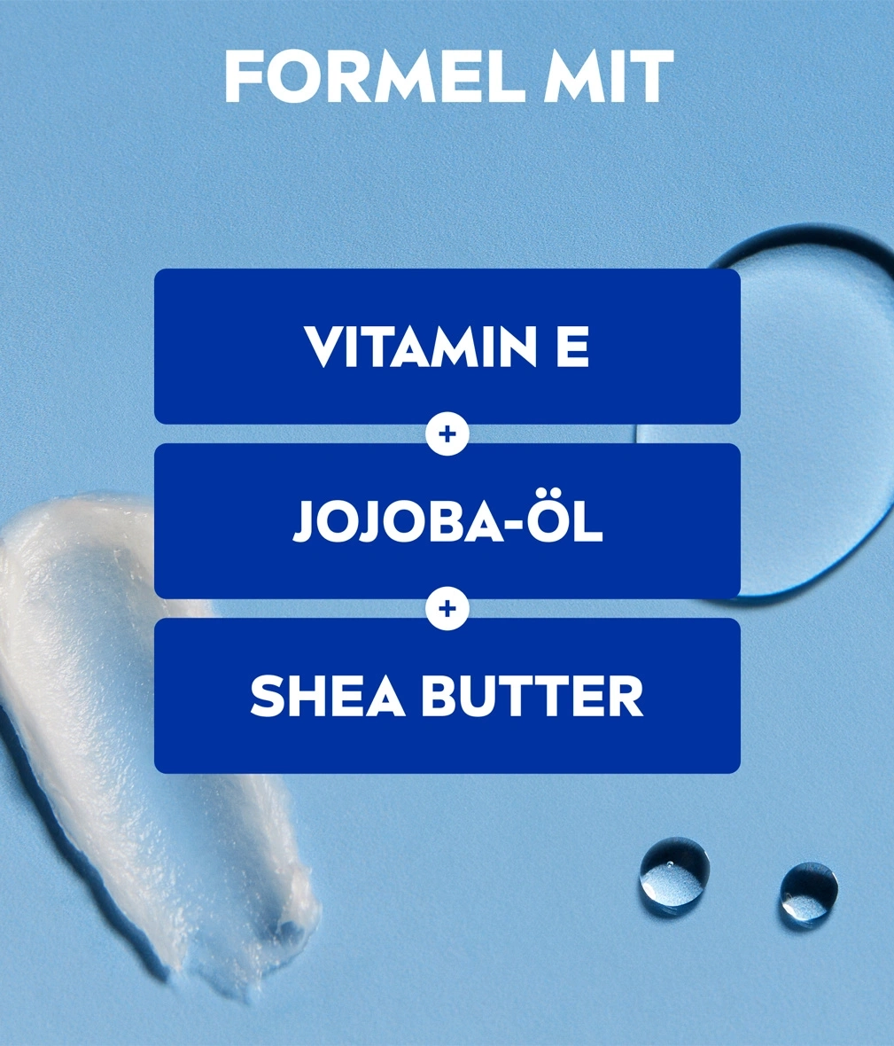 Formel mit Vitamin E, Jojoba-Öl und Shea Butter