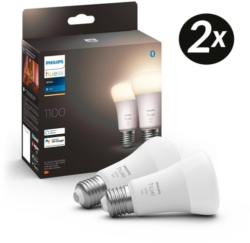 2x PHILIPS 2er Set Hue Smart Glühbirnen White E27/9,5W 1055 lm WW Bluetooth NEU