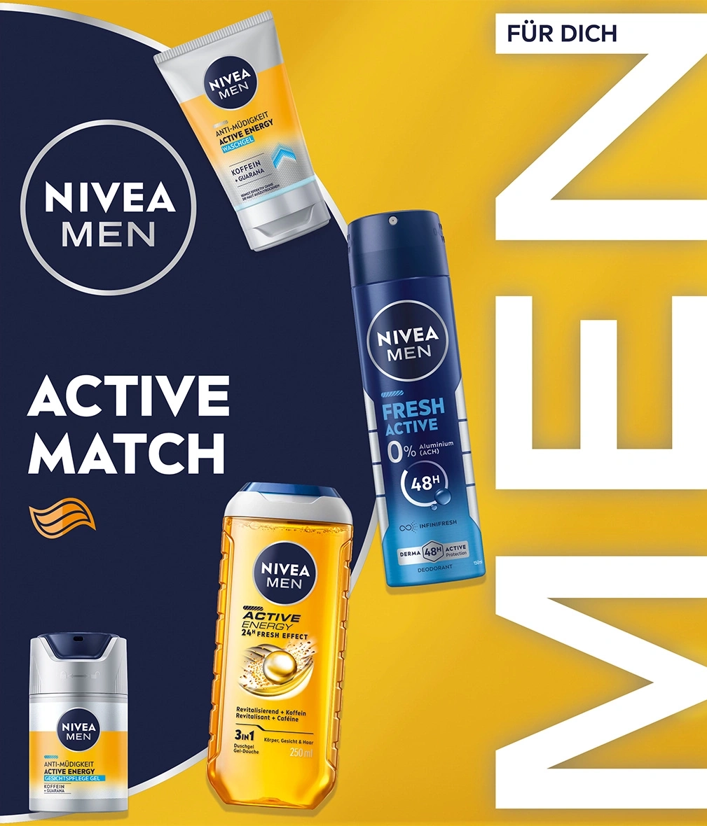 NIVEA MEN Produkte für dich: Waschgel, Duschgel und Deodorant.