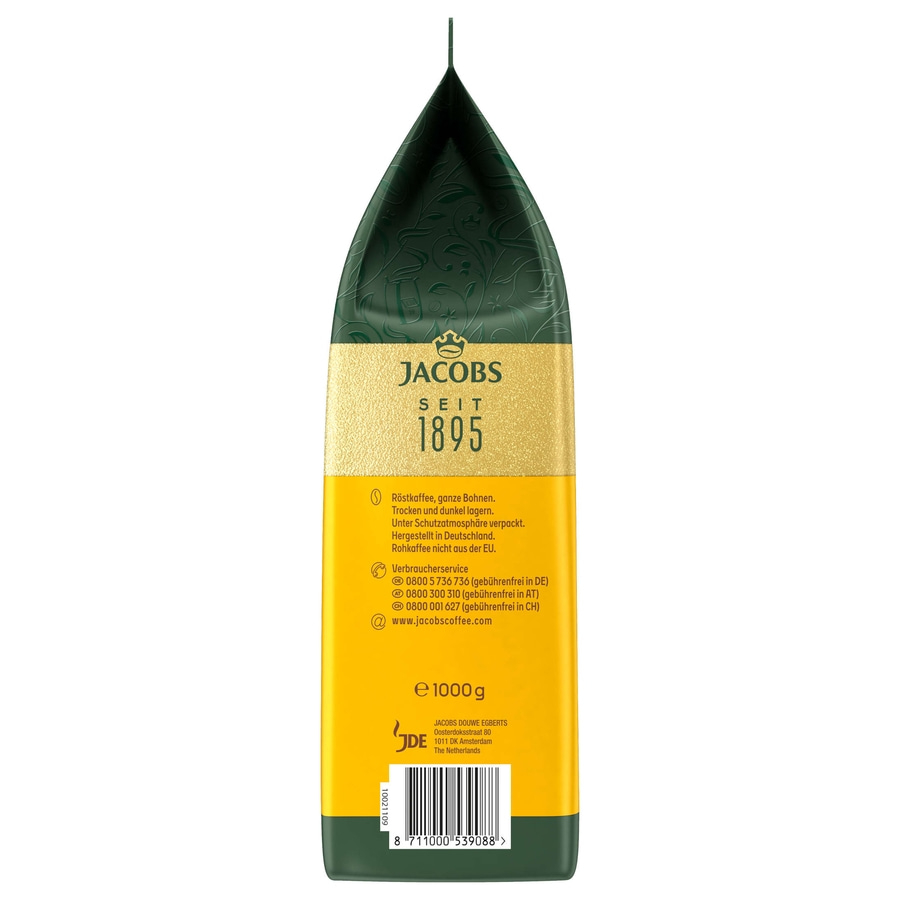 JACOBS Kaffeebohnen Expertenröstung Café Crema Gold ganze Bohnen geröstet 4x1 kg