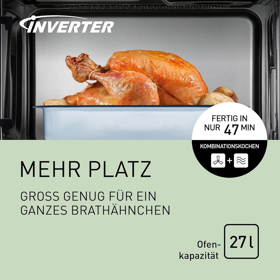 PANASONIC Mikrowelle Grill Dampfgarer 27 Liter 1000 Watt NN-CT57JMGPG silber