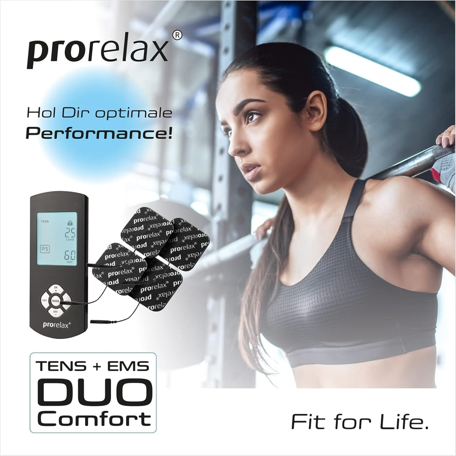 PRORELAX TENS/EMS Duo Comfort Blackline Elektrostimulationsgerät 2 Therapien NEU