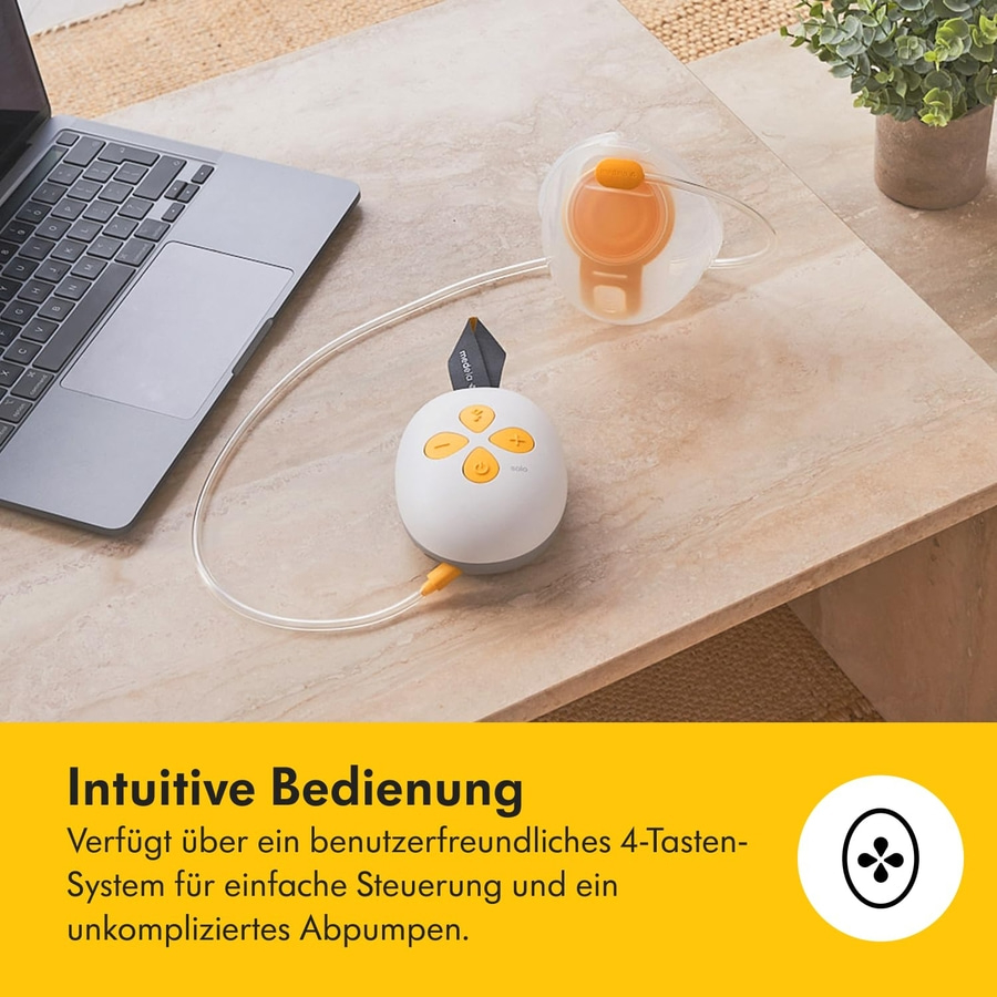 Stillpumpe mit intuitiver Bedienung und benutzerfreundlichem 4-Tasten-System für einfaches Abpumpen.