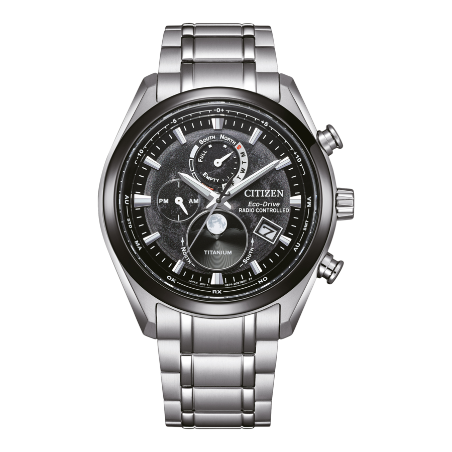 CITIZEN Herren Armbanduhr BY1018-80E Mondphasenwerk Solar Funkuhr 43 mm B-Ware