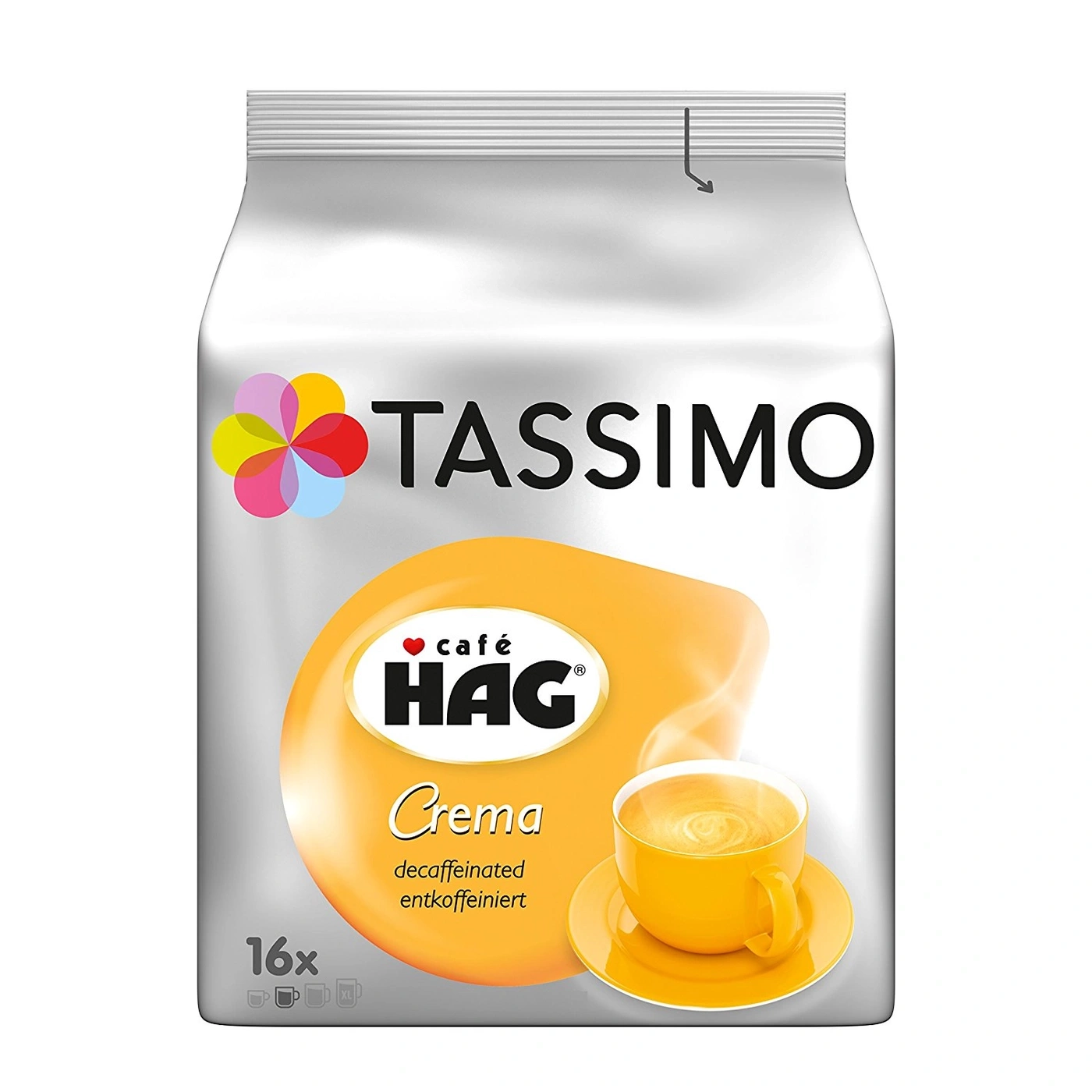 Tassimo HAG Crema, entkoffeiniert, 16 Kapseln, Kaffee, Getränk, Verpackung