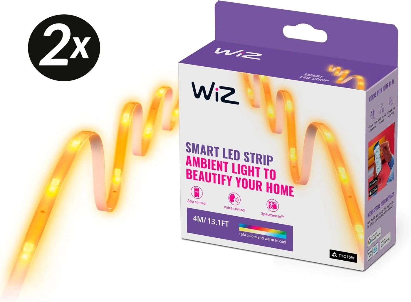 Eine "WiZ" Smart LED Lichterkette mit ambientem Licht, 4m/13.1ft.