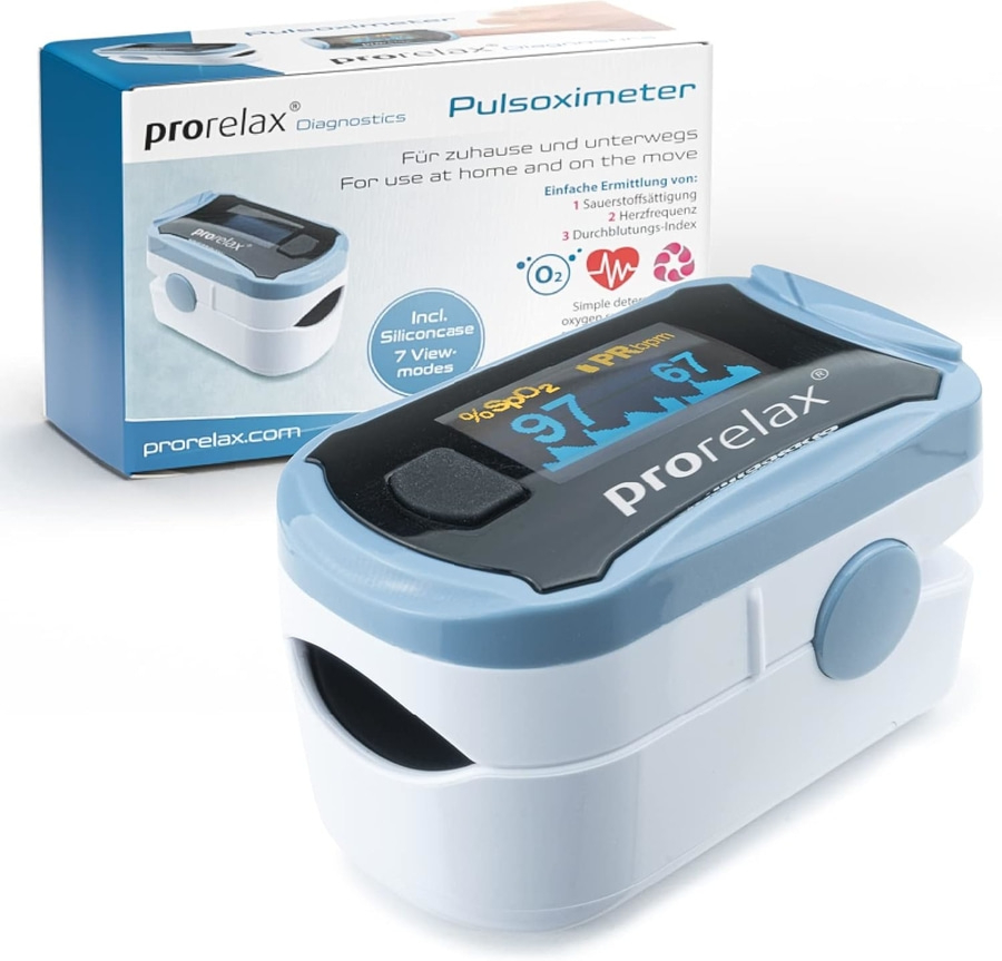 PRORELAX Pulsoximeter 12021 LED-Display Herz-Puls-Frequenz Messung NEU
