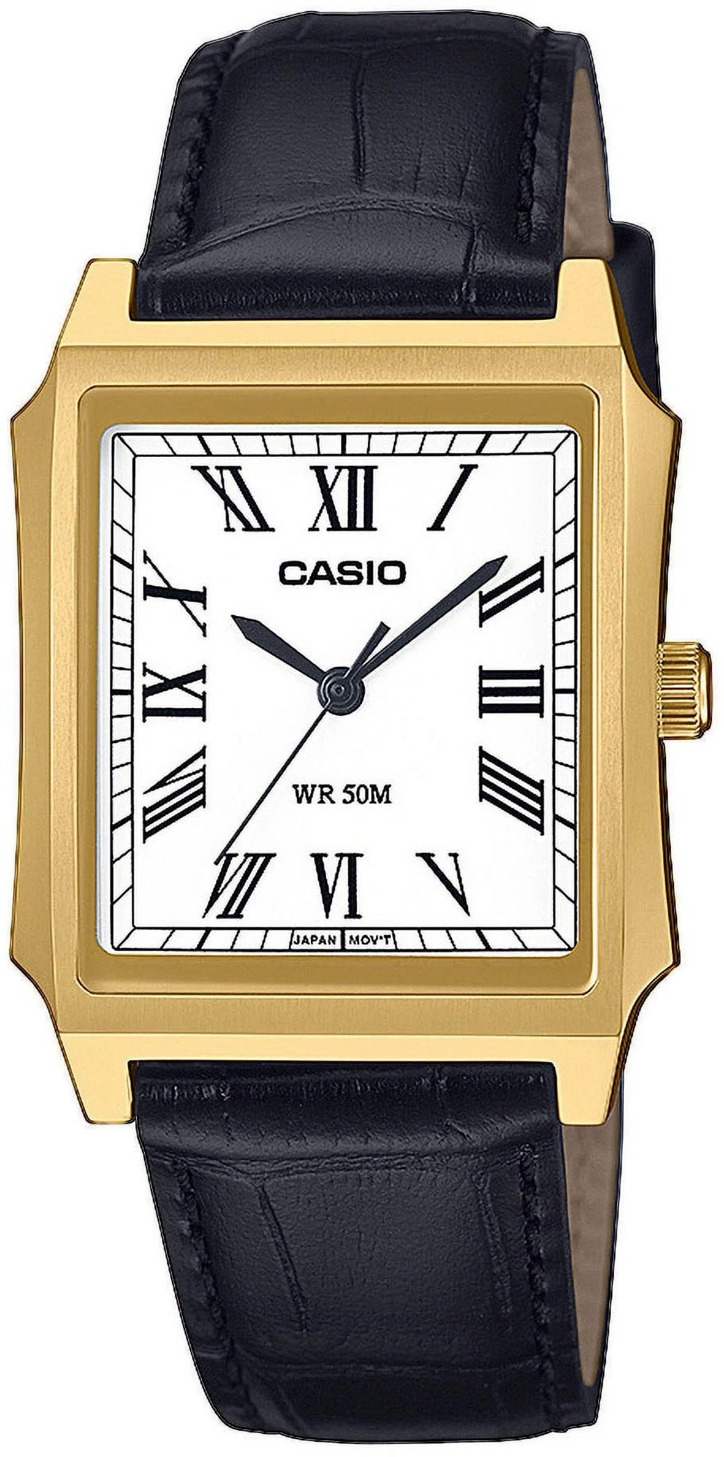 CASIO MTP-B190GL-7BVEF Quarzuhr Armbanduhr Analog Leder Unisex Schwarz Weiß