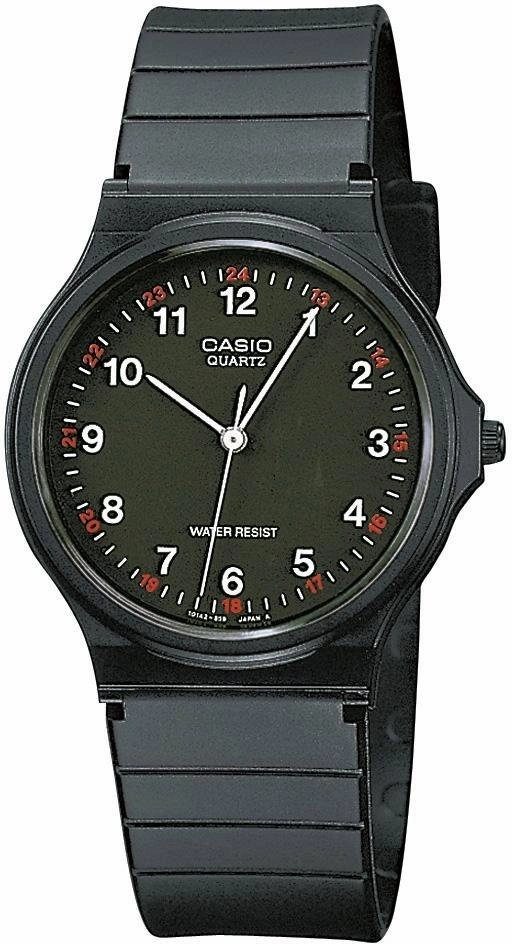 Schwarze Casio Quarz Armbanduhr mit 24-Stunden-Anzeige