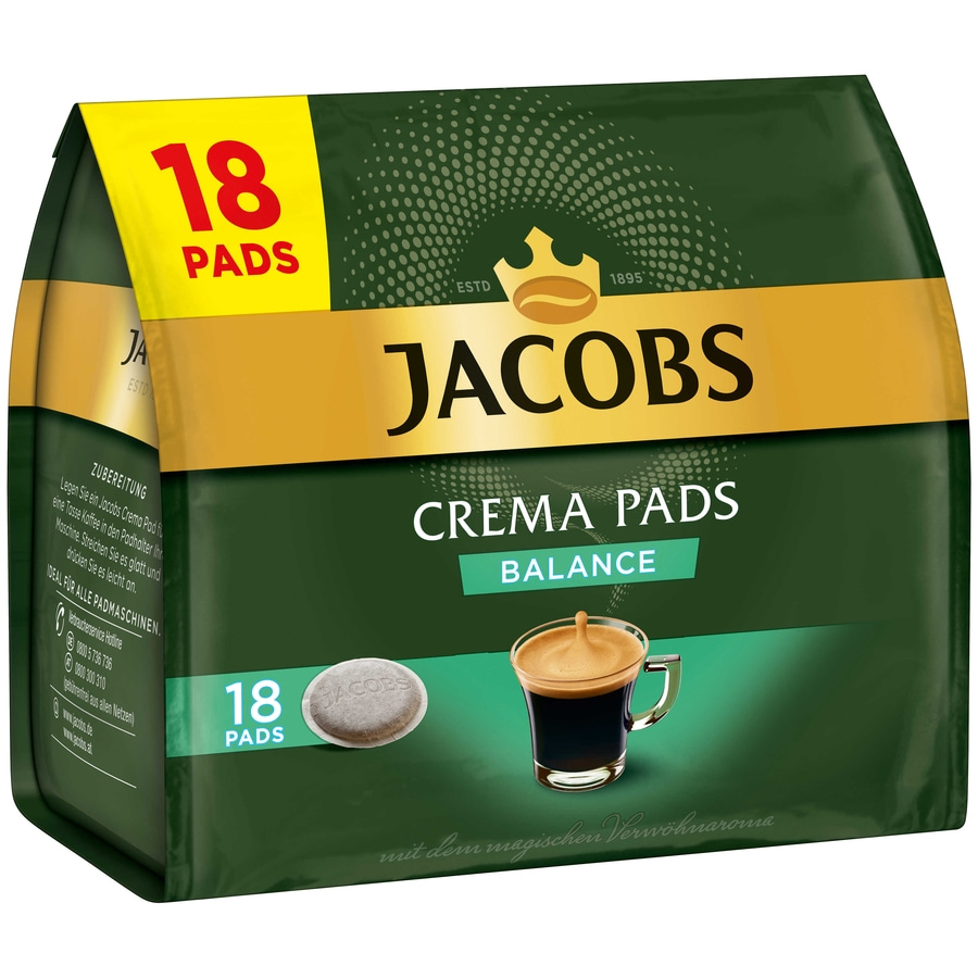 JACOBS Pads Crema Balance Senseo kompatibel 15 x 18 Kaffeepads - 270 Getränke