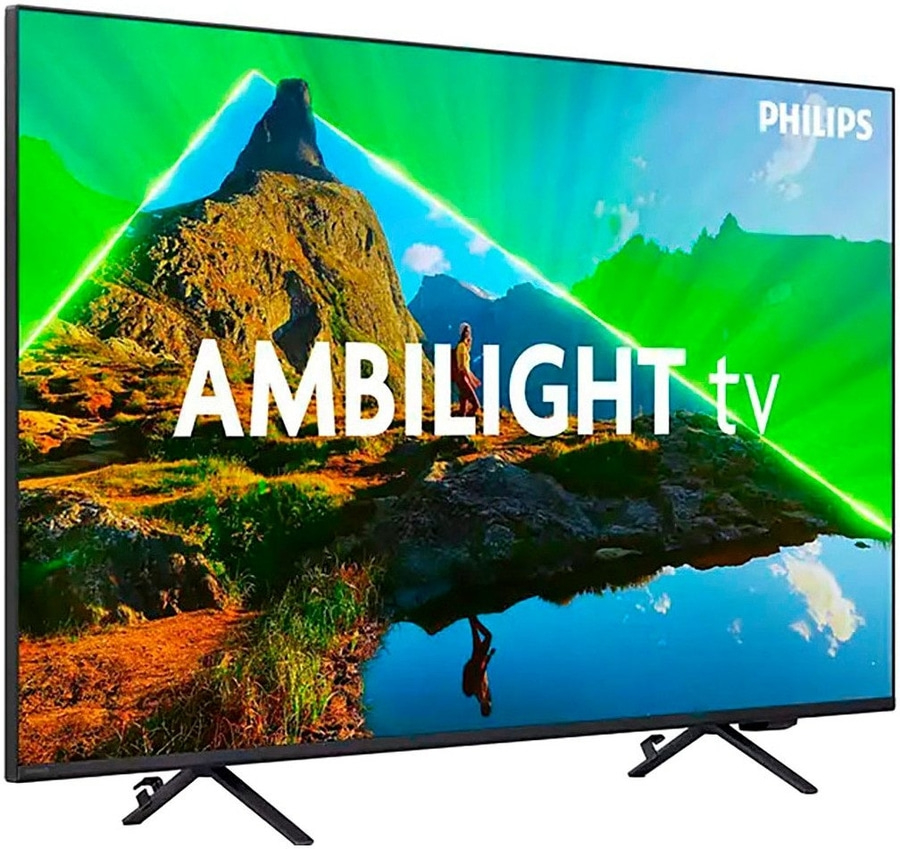 Philips Ambilight Fernseher mit Landschaftsbild und TV-Logo