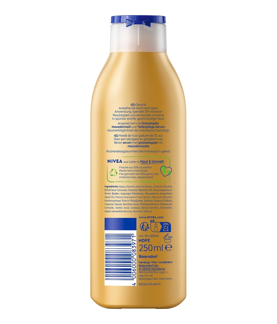 NIVEA Vital Body Lotion 3 x 250ml Granatapfel, Macadamiaöl & Tiefenpflege Serum