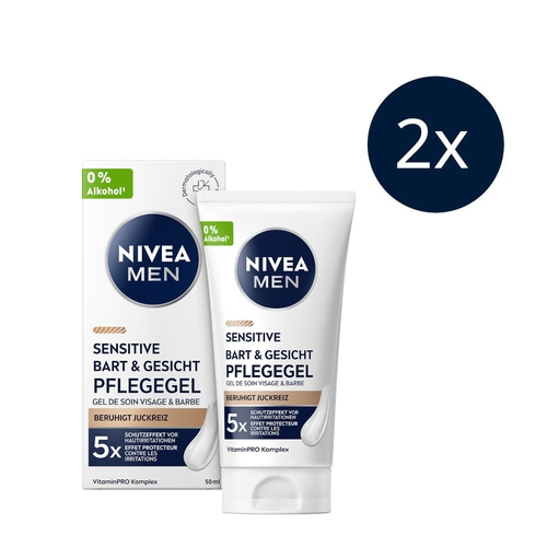 NIVEA MEN Sensitive Bart & Gesichtspflege Gel 2 x 50ml
