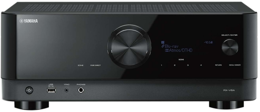 Yamaha RX-V6A AV-Receiver, schwarz, mit Blu-ray, Atmos/DTHD, Zone, Pure Direct, USB, YPAO, Phones