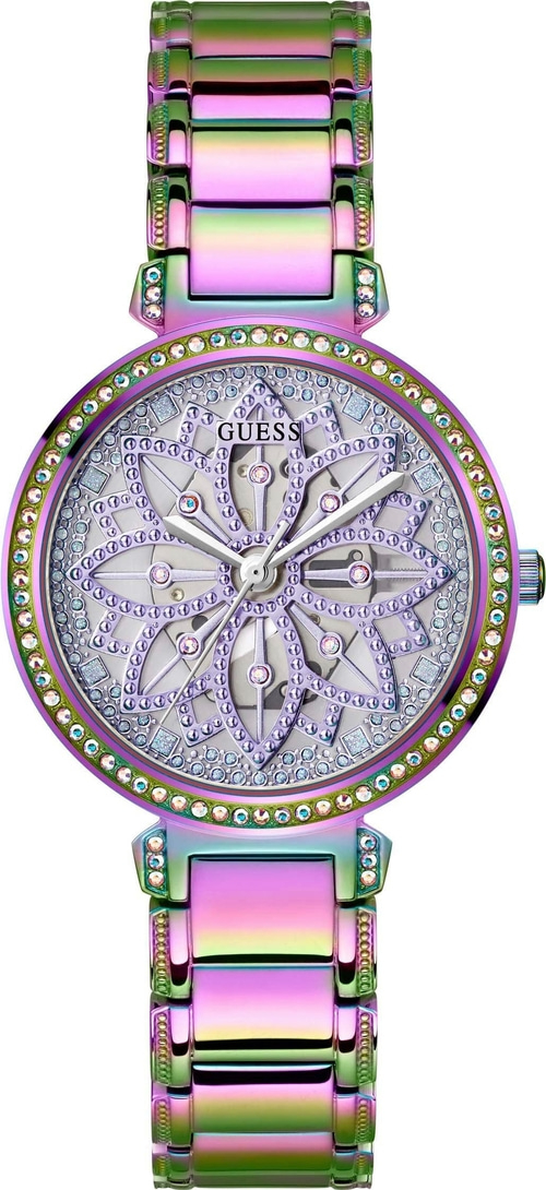 GUESS Damen Armbanduhr GW0528L4 Quarz Edelstahl lila-metallic 36mm