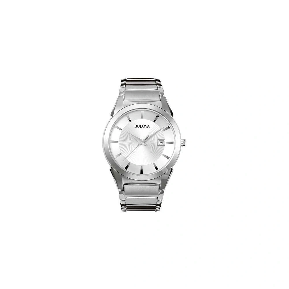 BULOVA Armbanduhr 96B015 Herren Uhr Edelstahl Kristallglas Quarz Uhrwerk silber