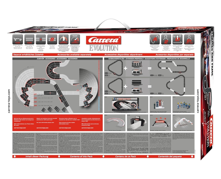 CARRERA Evolution Flames and Fame Rennbahn Autorennen bis 8 Spieler ausbaubar