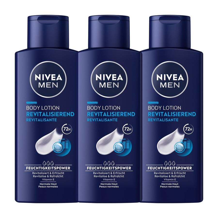 Nivea Men Body Lotion, revitalisierend, 72H Feuchtigkeit, Vitamin E, für normale Haut