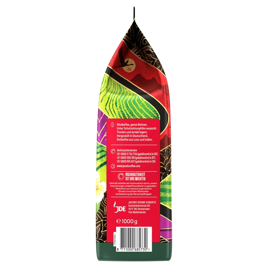 JACOBS Kaffeebohnen Origins Laos & India Espresso ganze Bohne geröstet 4 x 1 kg
