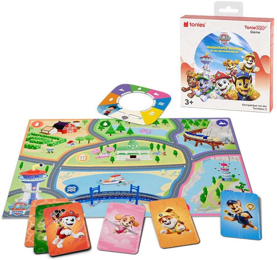 Spielbrett mit Paw Patrol Figuren und Karten