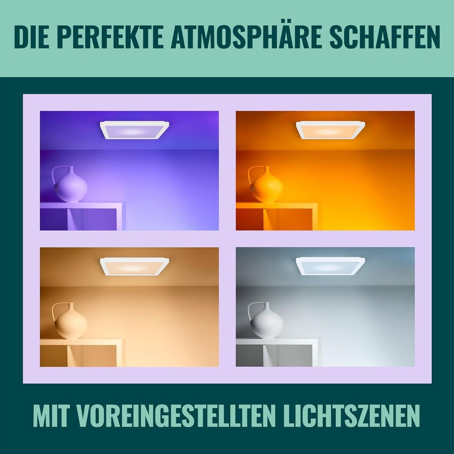 WiZ intelligente Deckenleuchte 29,5x29,5 cm Appsteuerung Smart LED Lampe NEU
