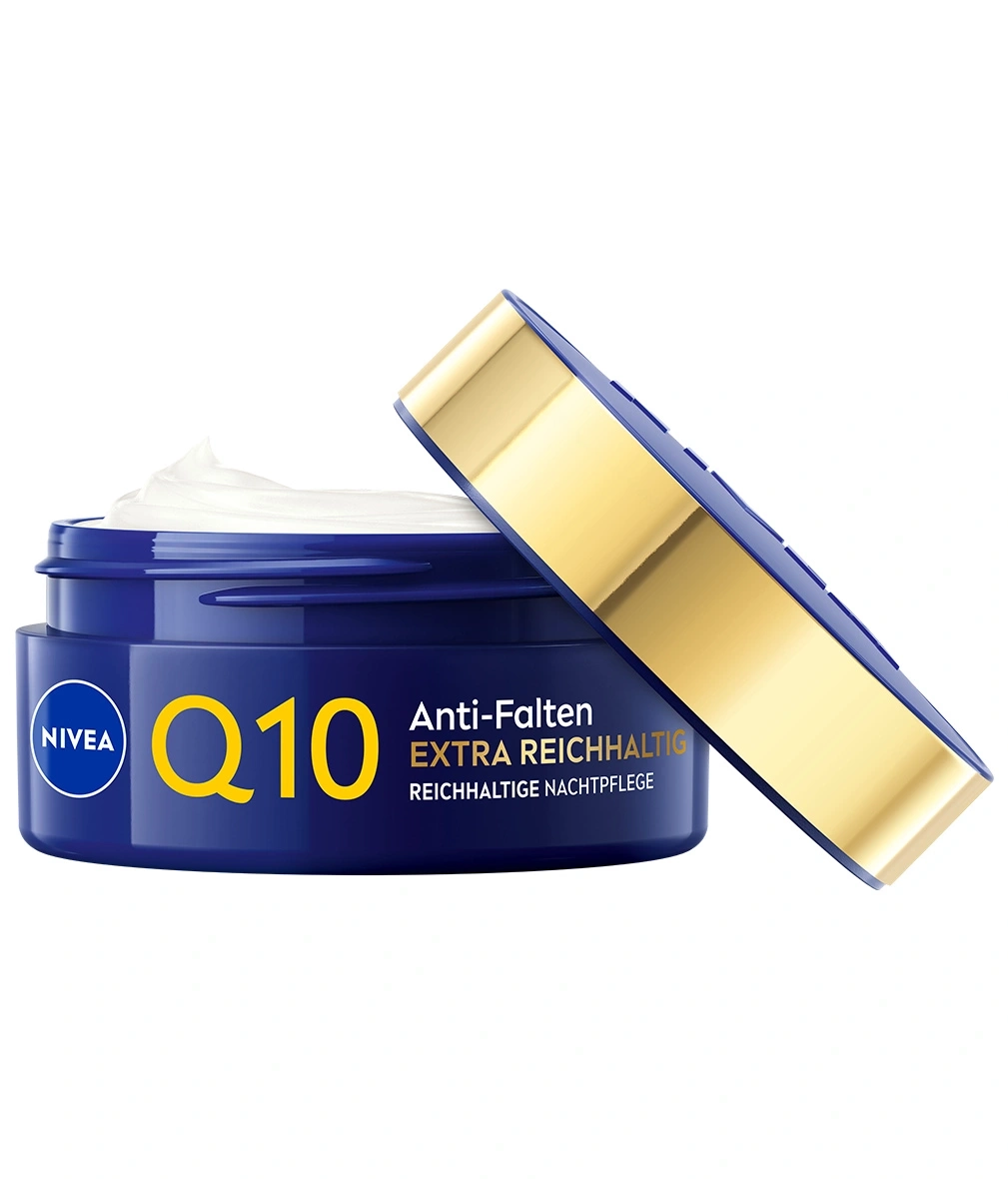 Nivea Q10 Nachtpflege mit goldener Deckel. Anti-Falten Extra Reichhaltig.