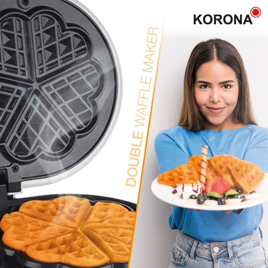 KORONA 2-in-1-Kombi-Waffeleisen 41020 Doppelwaffeleisen 1200 Watt 2x 13cm NEU