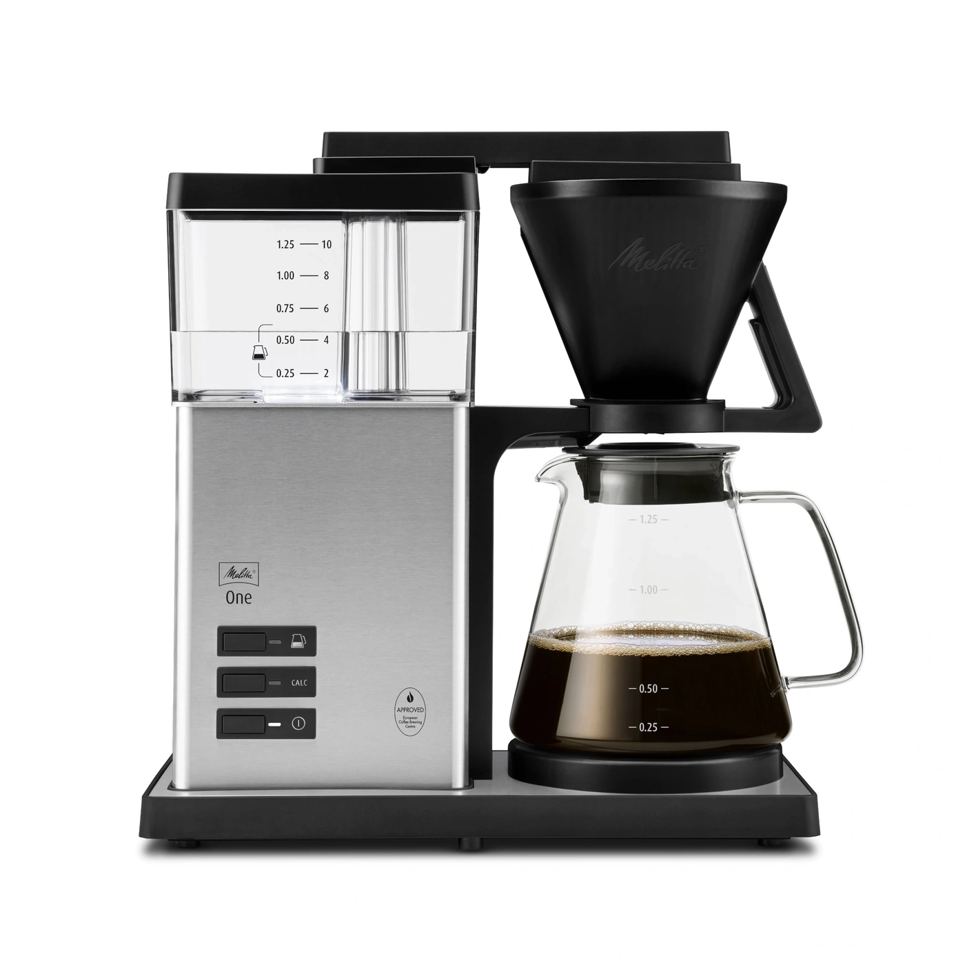Kaffeemaschine mit Glaskanne und Wasserbehälter