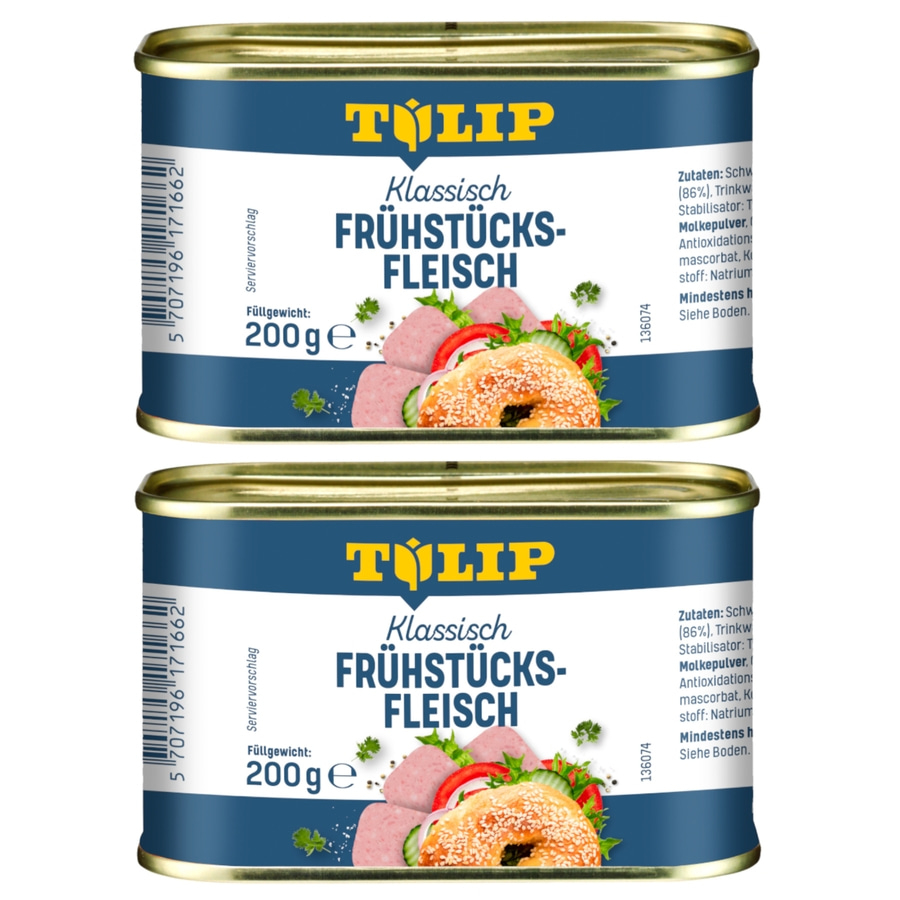 TULIP 2x 200g Frühstücksfleisch Original Dänische Delikatesse in Konservendose