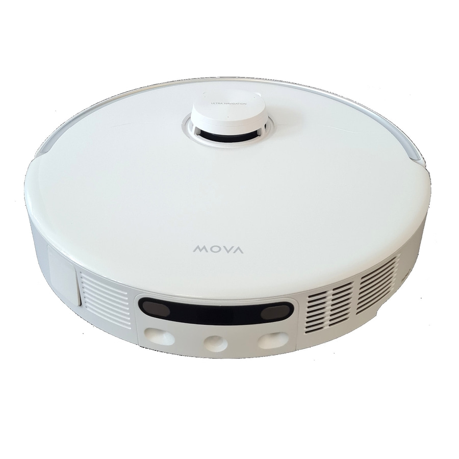 Weißer Roboter-Staubsauger mit MOVA-Logo und Ultra Navigation-Funktion.