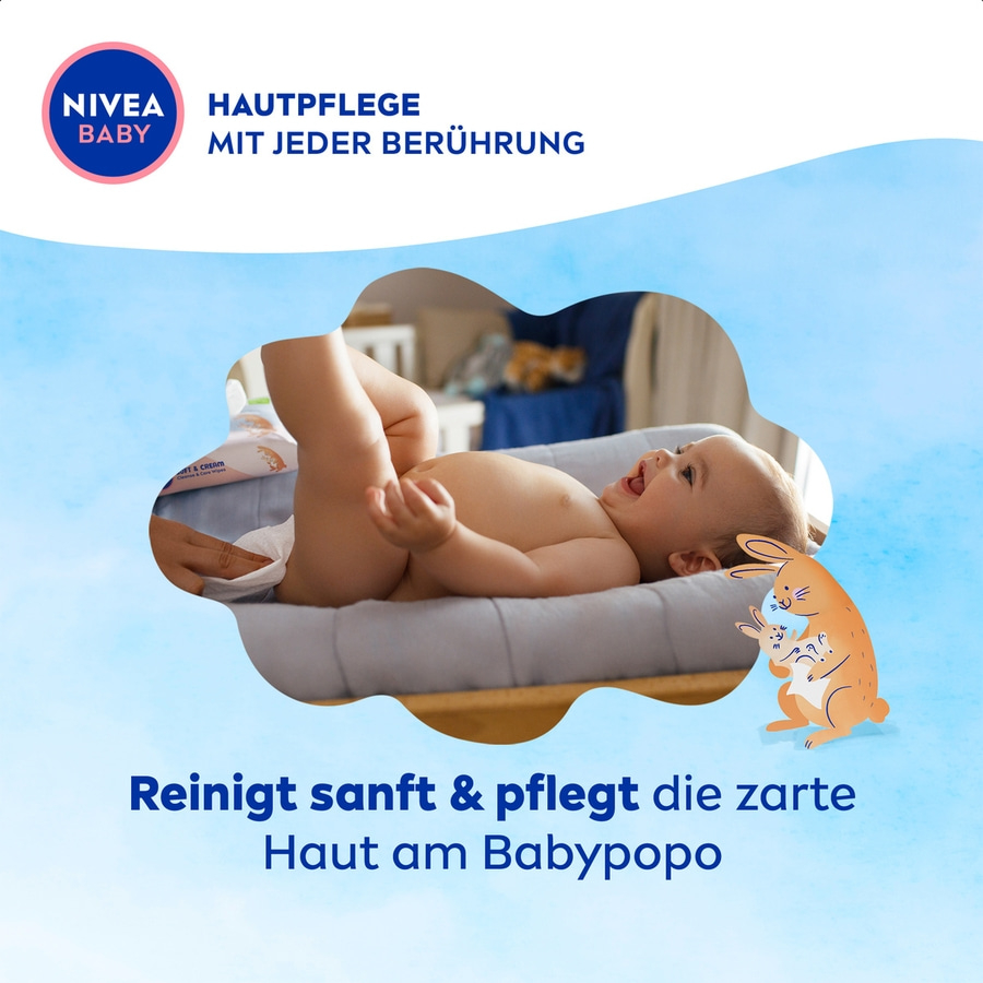 NIVEA Baby Soft & Cream Feuchttücher 4x57 Stück Mandelöl sowie Vitamin B5, C & E