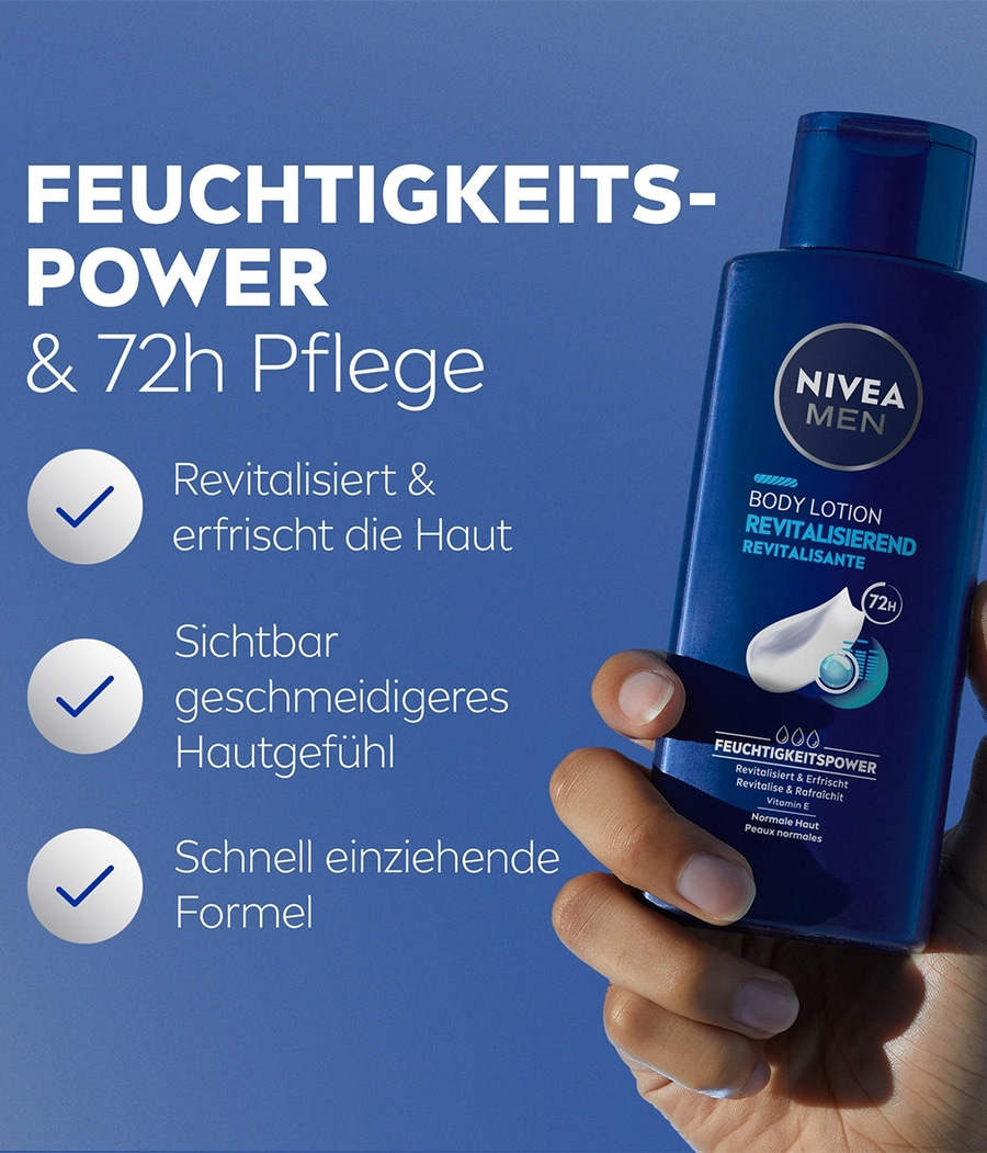 NIVEA MEN Body Lotion Revitalisierend Erfrischend 24h Feuchtigkeit 3 x 250 ml