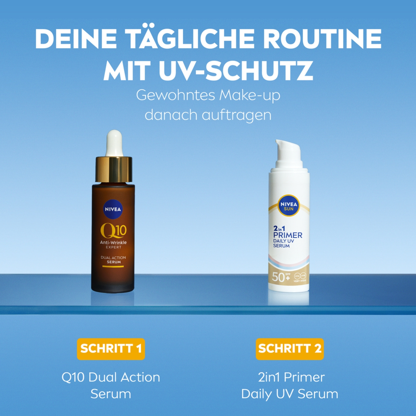 NIVEA Set Q10 Anti-Falten EXPERTE Dual Action Serum + 2in1 Primer Daily UV Serum