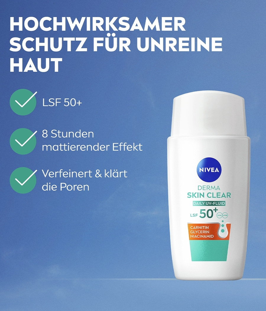 NIVEA DERMA SKIN CLEAR Routine Set Mizellenwasser + UV-Fluid + Rebalance Serum