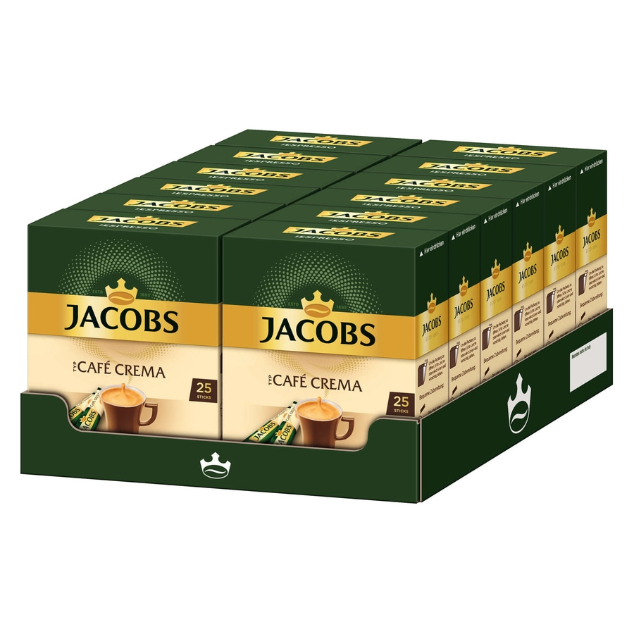 JACOBS Löskaffee Typ Cafe Crema 12 x 25 Getränke Sticks löslicher Instantkaffee