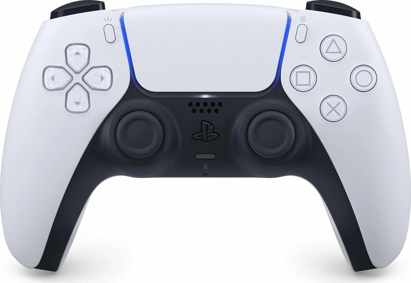 Ein weißer und schwarzer PlayStation 5 Controller