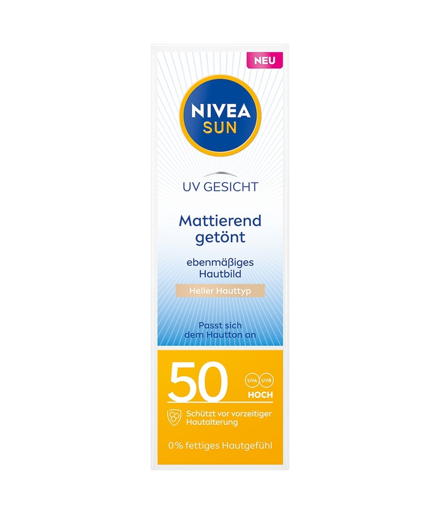 Nivea Sun Sonnencreme für das Gesicht, mattierend und getönt, LSF 50, schützt vor Hautalterung