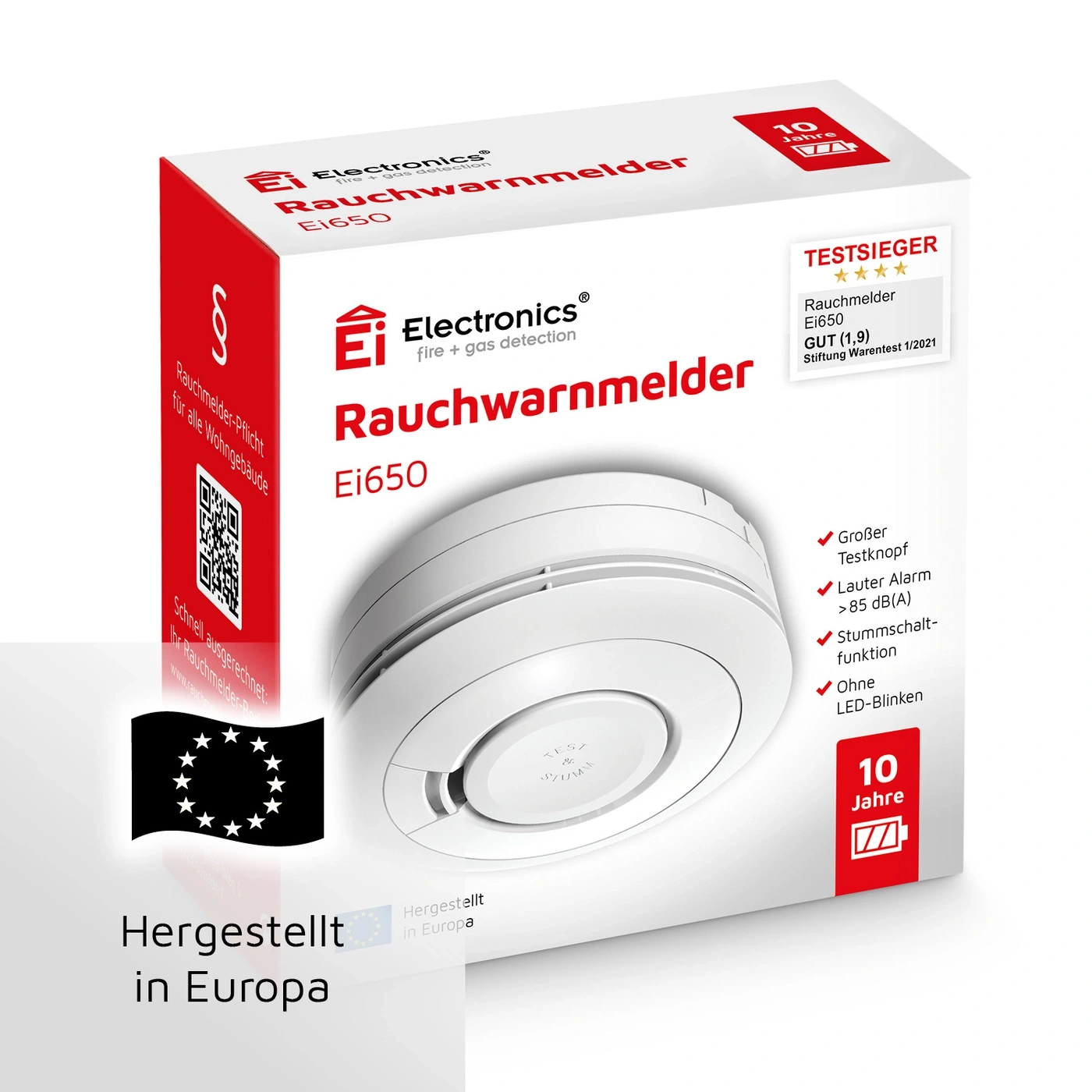 4x Ei Electronics Ei650 Rauchwarnmelder Rauchmelder mit 10 Jahres Batterie NEU Stand-Alone-Gerät - Testsieger Stiftung Warentest