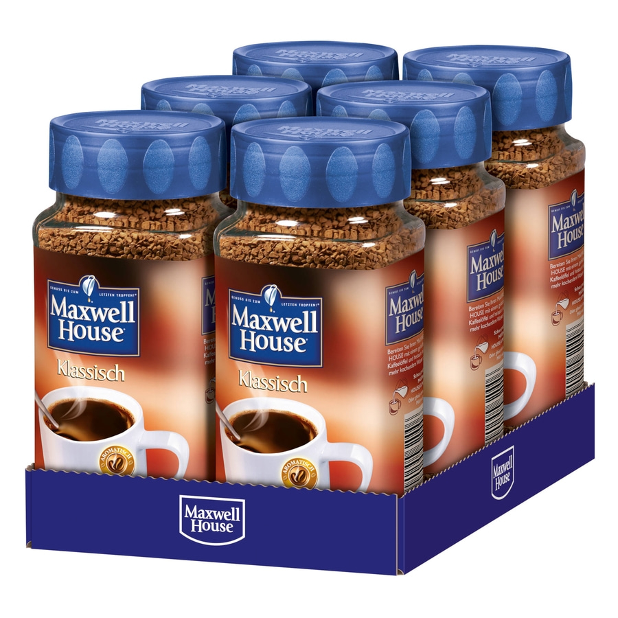 MAXWELL HOUSE Löskaffee Klassisch 6 x 200 g Glas Instantkaffee löslicher Kaffee