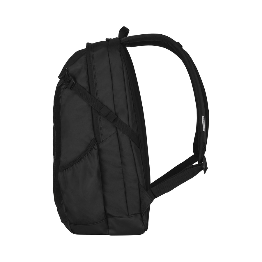 Schwarzer Rucksack, Seite, Schultergurte, Victorinox, Outdoor-Ausrüstung, Gepäck