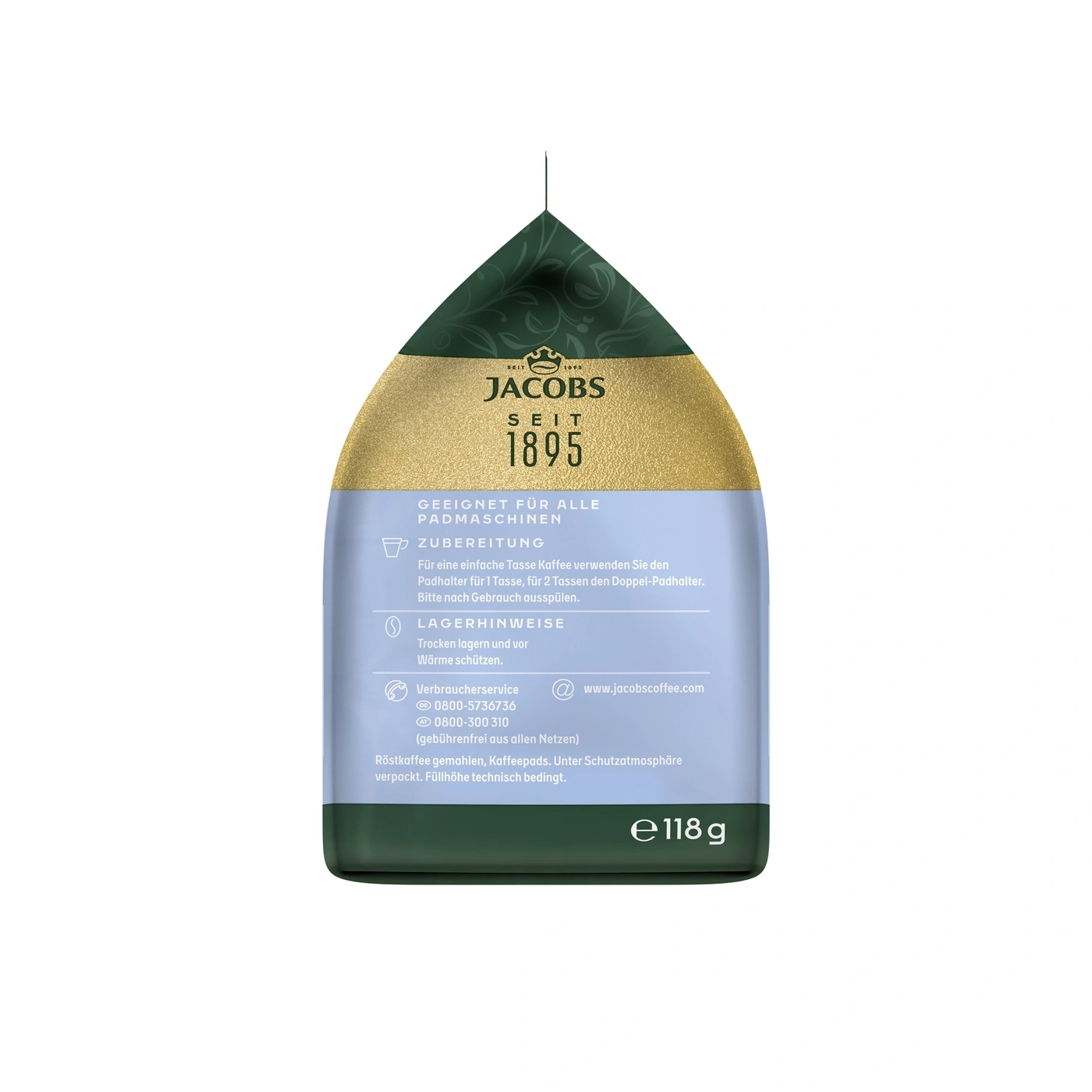 Jacobs Kaffee Pads, geeignet für alle Padmaschinen.