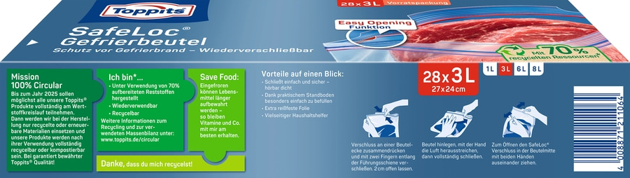2 x TOPPITS SafeLoc Gefrierbeutel Allzweckbeutel Tüten 28x 3L