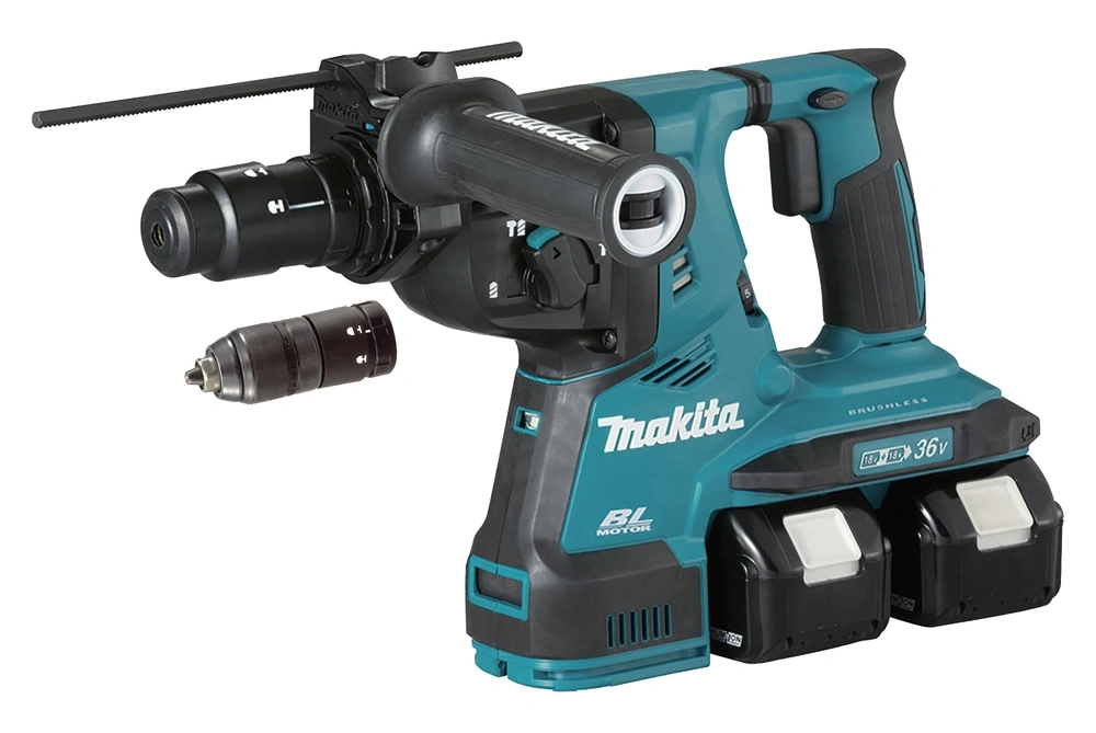 Makita akku Bohrhammer mit zwei Batterien und Bohrfutter