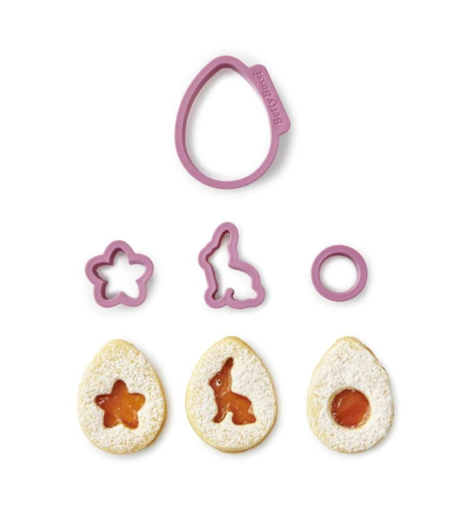 Keksausstecher-Set mit Oster- und Frühlingsmotiven, Kekse mit Puderzucker