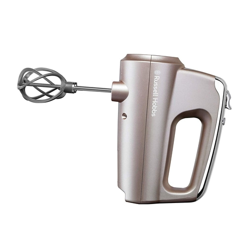 Handmixer von Russell Hobbs, silberfarben, mit Schneebesen, isoliert auf weißem Hintergrund