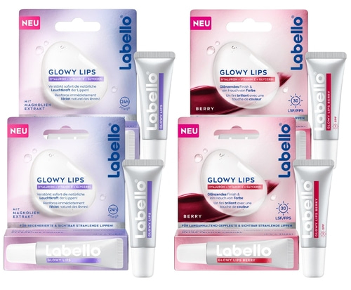 LABELLO Glowy Lips Lippenpflege Set, Glowy Lips Clear ultra leichte Pflege