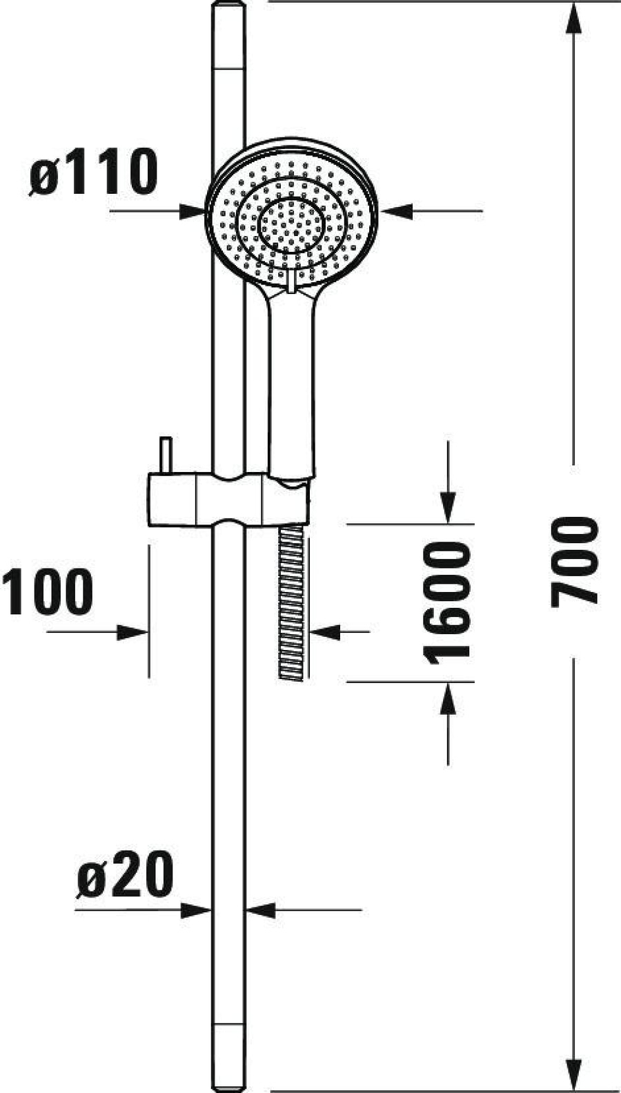 DURAVIT Brauseset Brausestange Brauseschlauch Duschbrause 3 Strahlarten Schwarz