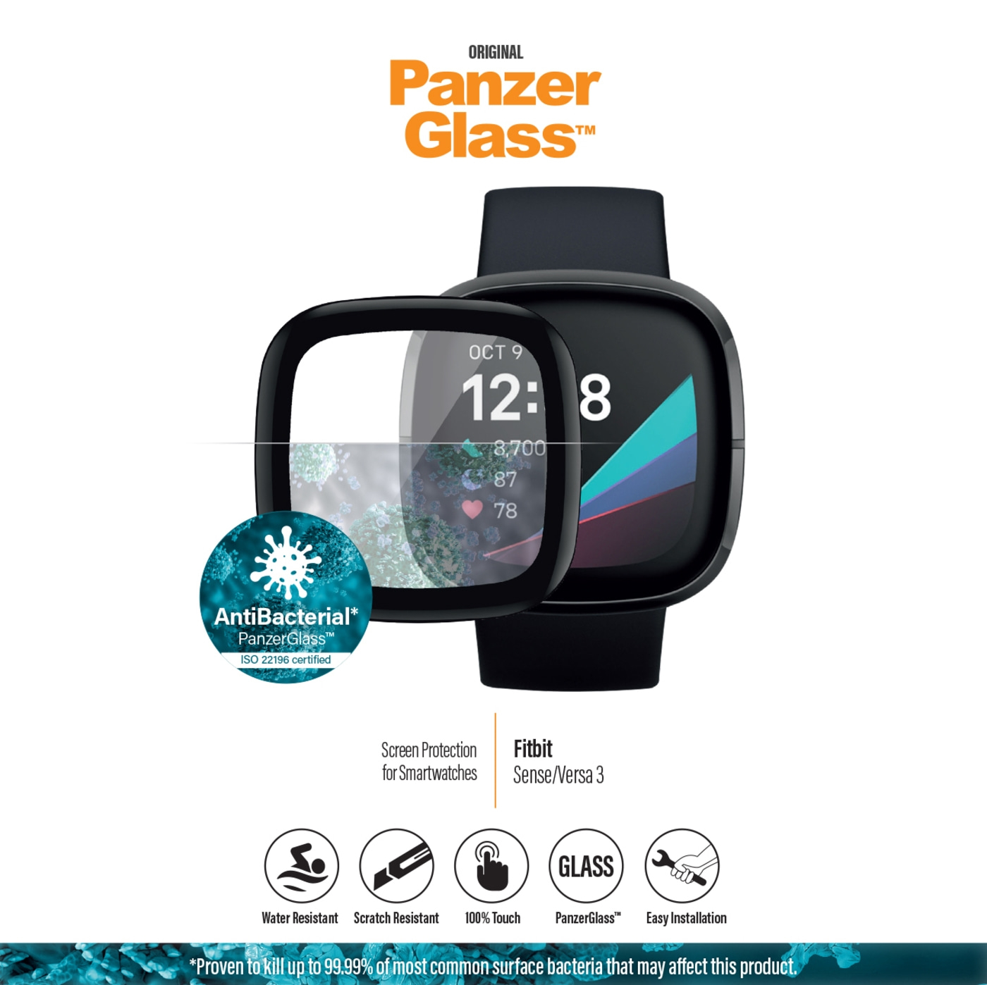 PanzerGlass™ Fitbit Sense | Versa 3 | Screen Protector Glass Displayschutzfolie