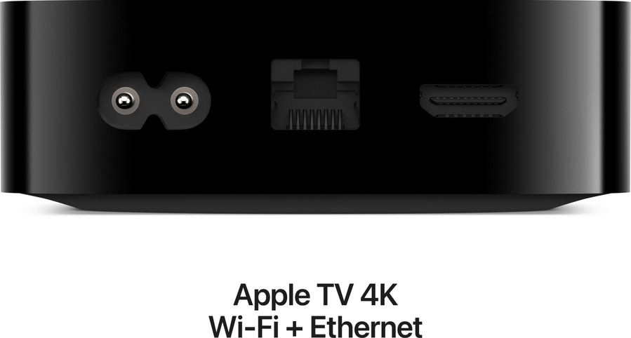 Apple TV 4K Wi-Fi + Ethernet, Rückseite mit Anschlüssen, schwarz